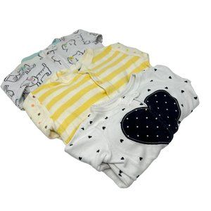 Baby Girl's - 3 Sleepers in Yellow, White with Black Designs - Size 0-3 M & 3 M‎